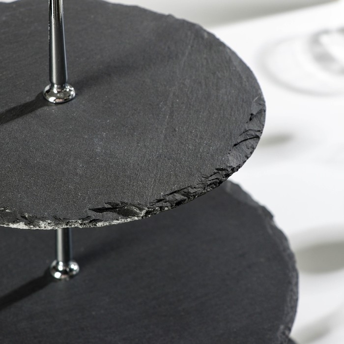 Блюдо из сланца Magistro Valley, 3-ярусное, d=30/25/20&times;36 см