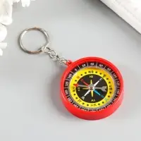 Брелок для ключей на кольце &laquo;Круглый&raquo;, с компасом, пластик, 4.5&times;4.5&times;1 см, МИКС
