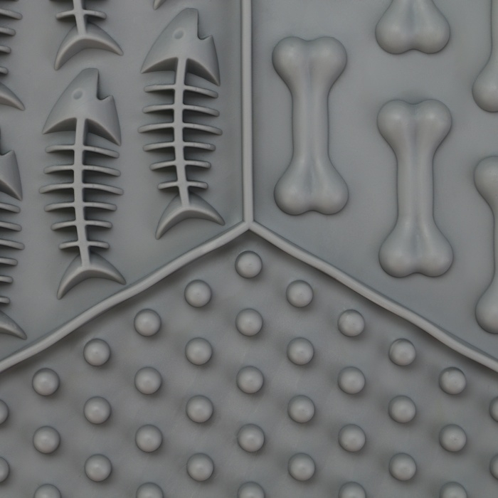 Лизательный коврик - миска для медленного кормления, серый, 18,5 см х 16 см