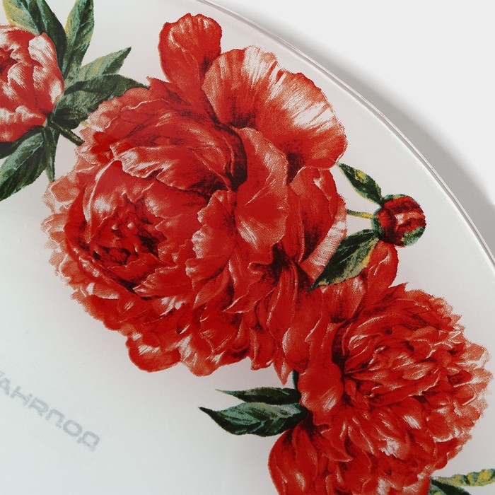 Тарелка стеклянная Доляна &laquo;Пионы&raquo;, d=20 см