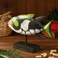 Сувенир "Рыба разноцветная" дерево на подставке 37х9х29 см