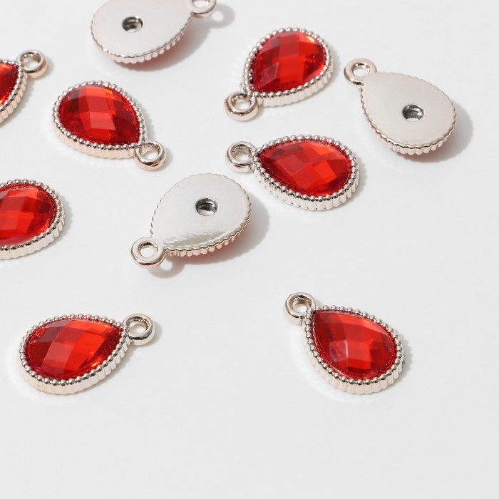 Подвеска &laquo;Капля&raquo; рифлёная 2,1&times;1,4&times;0,4 см,(набор 10 шт.), цвет красный в золоте