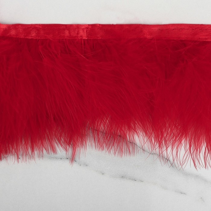 Тесьма с перьями марабу, 8-10 см, 5 &plusmn; 0,5 м, цвет красный