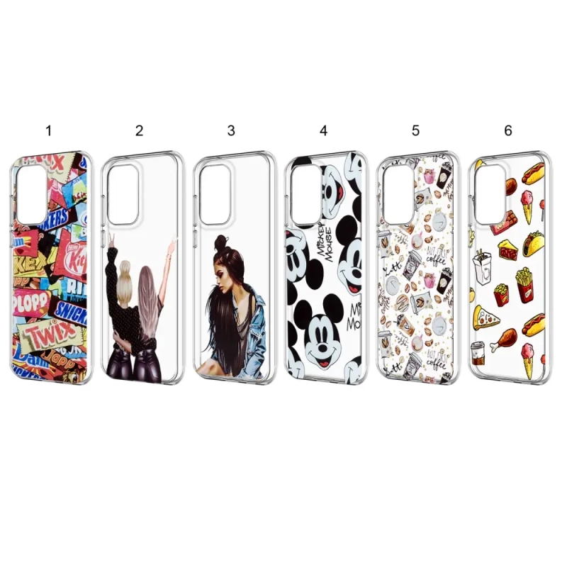 Чехол Samsung A73 TPU 1.0mm прозрачный с принтами