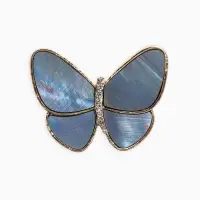 Брошь "Бабочка" под перламутр, цвет бело-серый в золоте