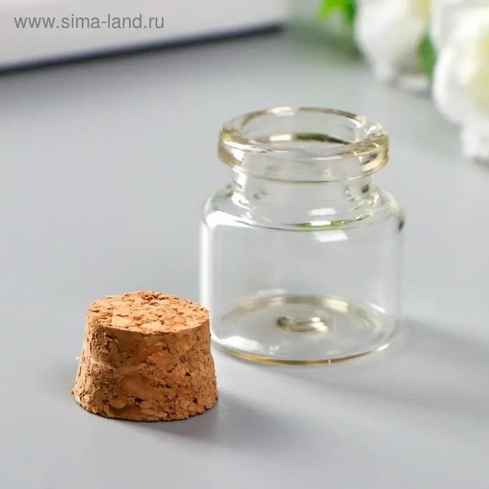 Декор для творчества стекло &laquo;Бутылочка с пробкой&raquo;, 10 мл, 3&times;3&times;3 см