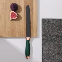 Нож хлебный Доляна &laquo;Эсмиральда&raquo;, хлебный, лезвие 19,5 см, цвет зелёный