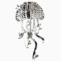 Брошь "Медуза", цвет белый в серебре