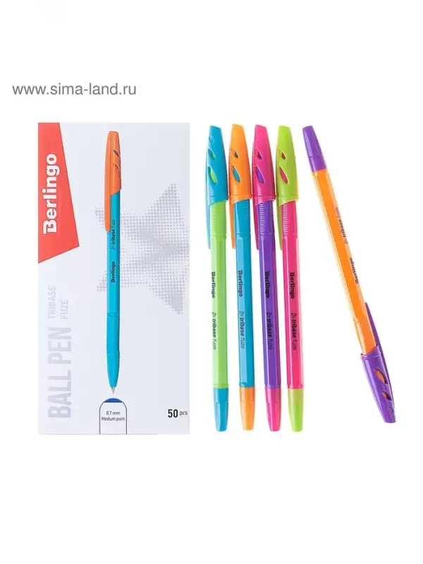 Ручка шариковая Berlingo Tribase Fuze, узел 0.7 мм, чернила синие, МИКС