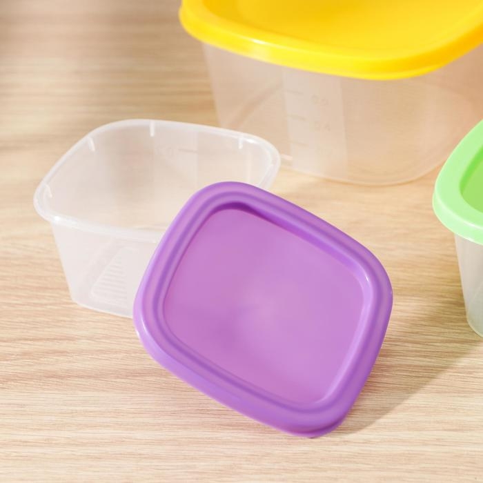 Набор пищевых контейнеров &laquo;BioFresh&raquo;, 4 шт: 0,23 л, 0,5 л, 0,9 л, 1,55 л, прозрачные, крышки микс