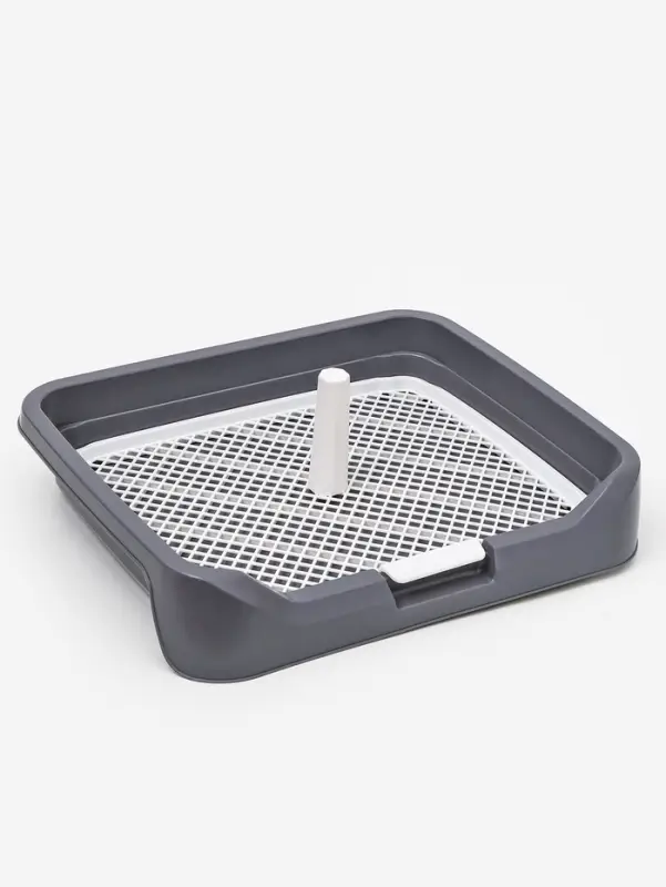 Туалет для собак 48 х 39 х 8,5 см с бортами, съёмной решеткой и столбиком, серый