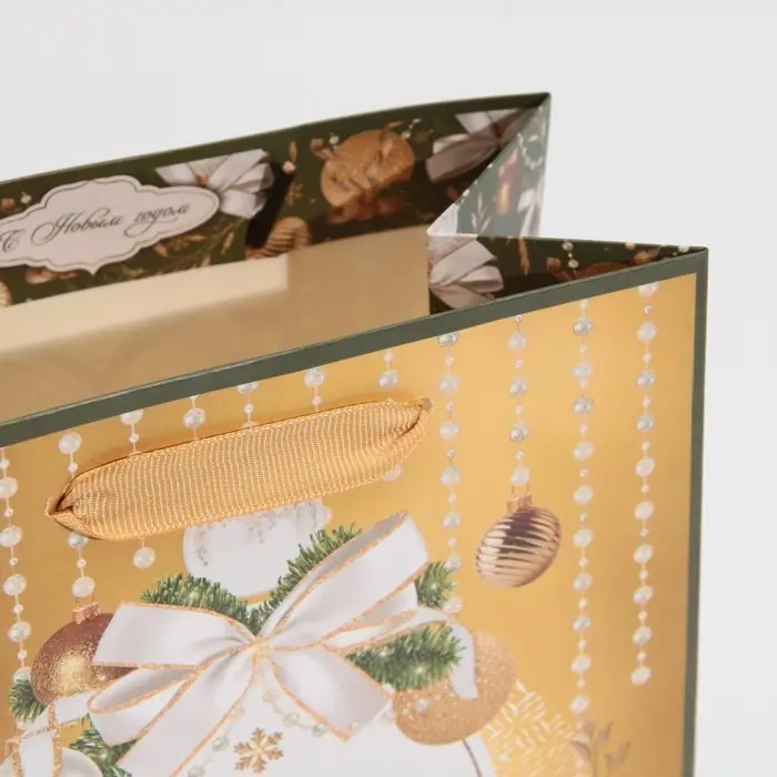 Пакет подарочный новогодний ламинированный &laquo;Золотые краски&raquo;, MS 18 х 23 х 10 см