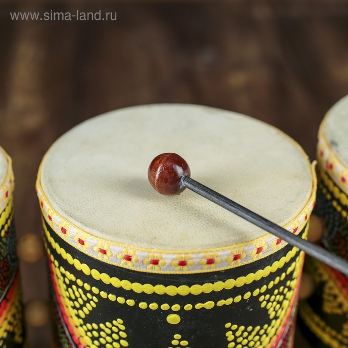 Сувенирный музыкальный инструмент "Барабаны тройные" 33х17х11 см МИКС