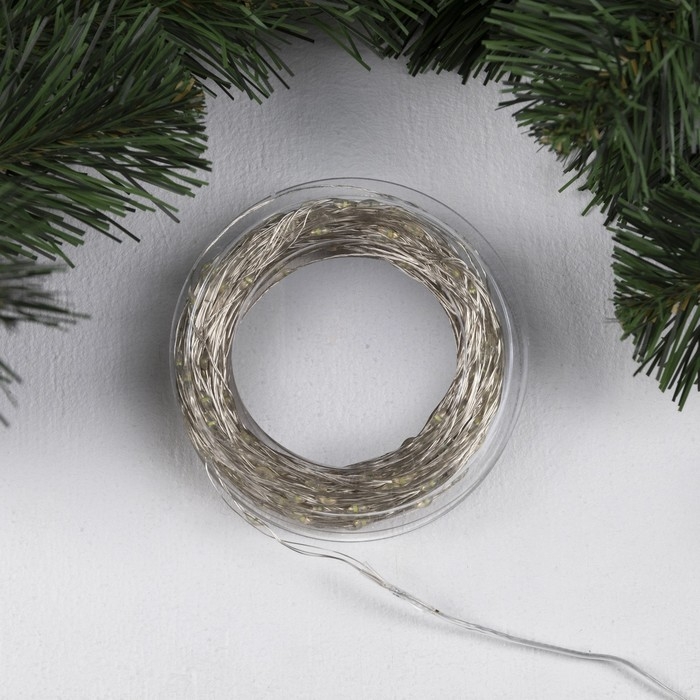 Гирлянда &laquo;Нить&raquo; 50 м роса, IP44, серебристая нить, 500 LED, свечение белое, 8 режимов, 31 В