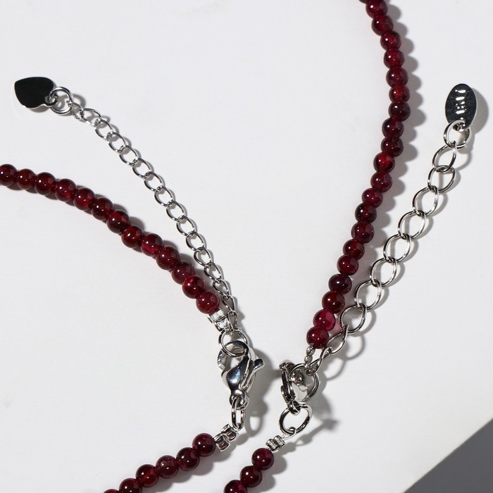 Набор 2 предмета: бусы, браслет шар №3 &laquo;Гранат&raquo;