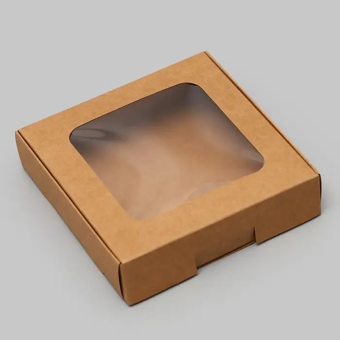 Коробка самосборная, крафт, 13&times;13&times;3 см