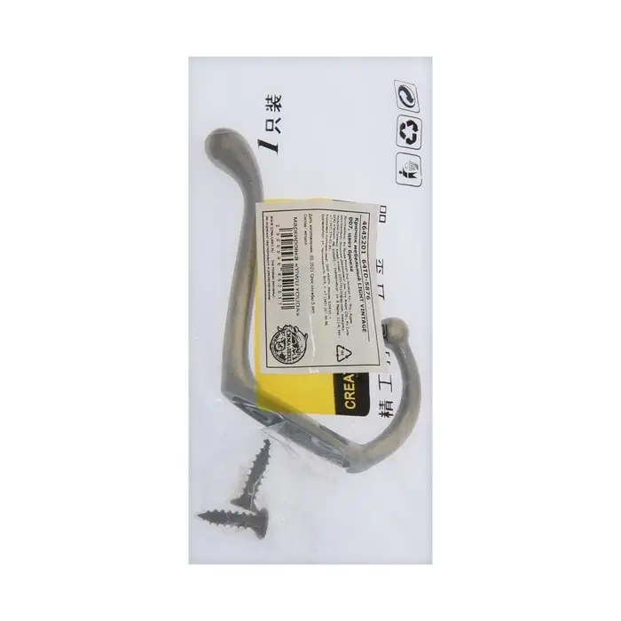 Крючок мебельный ТУНДРА TKd=015, двухрожковый, бронза