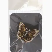 Кольцо для платка "Бабочка", цвет белый в чернёном золоте