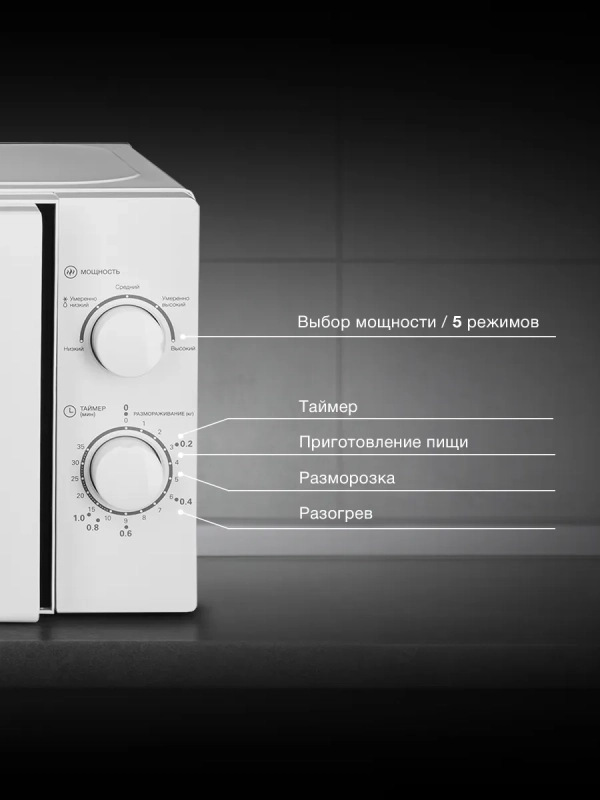 Микроволновая Печь HYM-M2068 20л. 700Вт белый