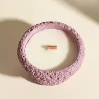 Свеча в вулканическом подсвечнике "Чаша" деревянный фитиль, розовая 9,3х9,3х5,5 см