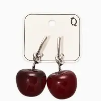 Серьги "Вишня" узел, цвет бордовый в серебре