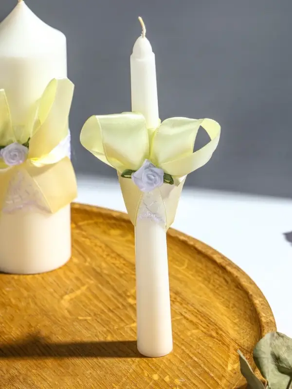 Свечи свадебные "Пышный" набор 3 шт (16 см + 2 шт по 18 см), шампань