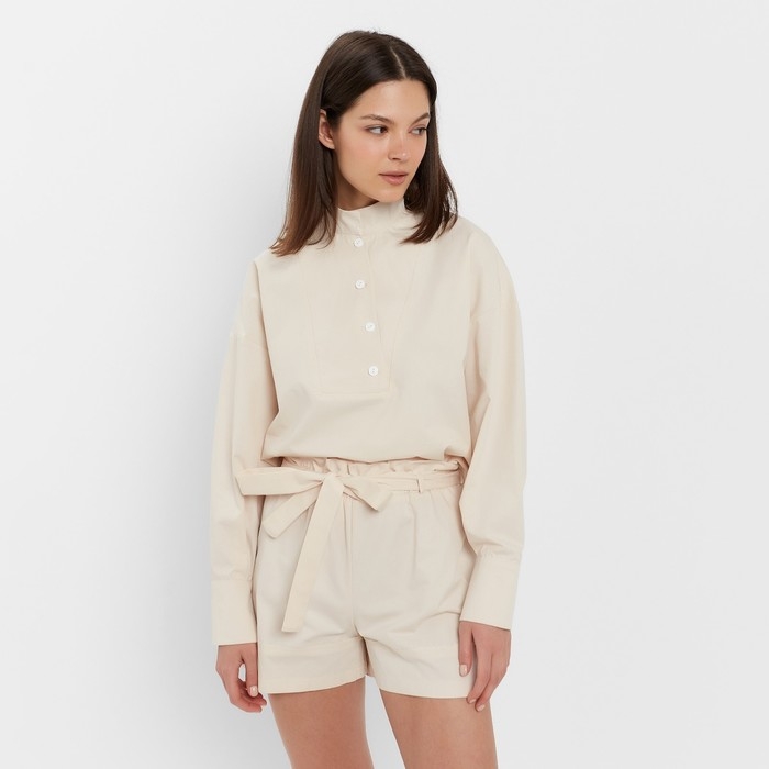 Костюм женский (блузка, шорты) MINAKU: Enjoy цвет молочный, размер 46 Костюм женский (блузка, шорты) MINAKU: Enjoy цвет молочный, размер 46