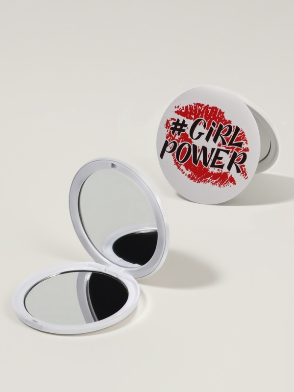 Зеркало складное круг (2) c/увел d7,3см GRL PWR губы пласт пакет QF