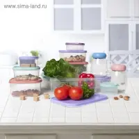 Набор контейнеров пищевых прямоугольных Доляна, 3 шт: 150 мл, 500 мл, 1,2 л, цвет сиреневый