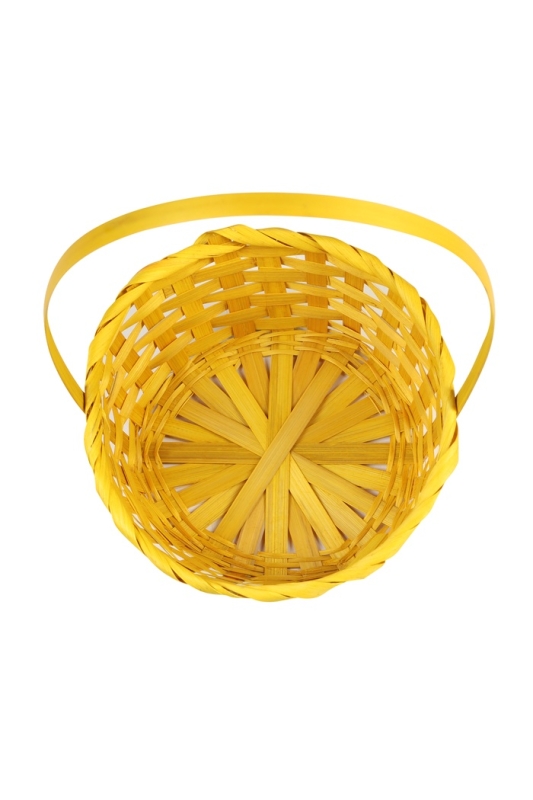 Корзина плетёная, 20×20×9 см, ручка h=25 см, бамбук, желтая Корзина плетёная, 20×20×9 см, ручка h=25 см, бамбук, желтая