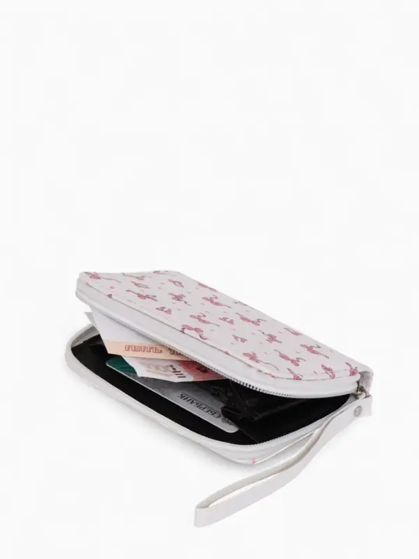 Кошелек жен 07-01-01 Июнь2534 бантики, 12*1,5*9 см, 2 отд+отд/молн, д/карт, белый