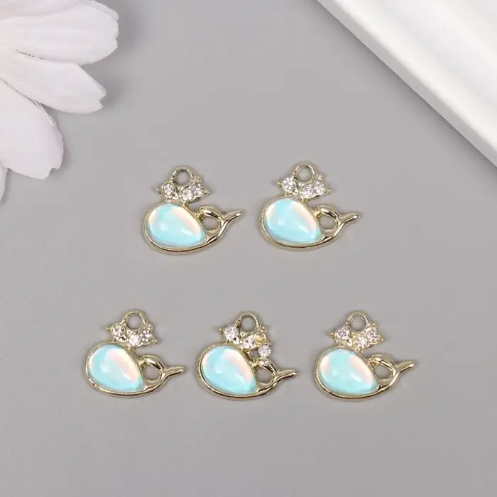 Декор для творчества металл, стразы "Кит" золото 1,5х1,6х0,5 см