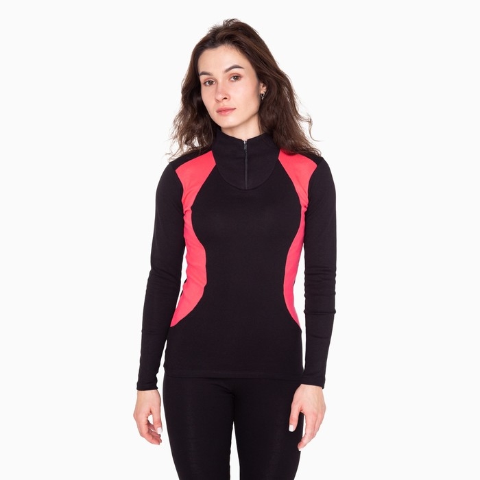 Термобельё женское (джемпер, леггинсы), цвет чёрный/коралл, размер 50