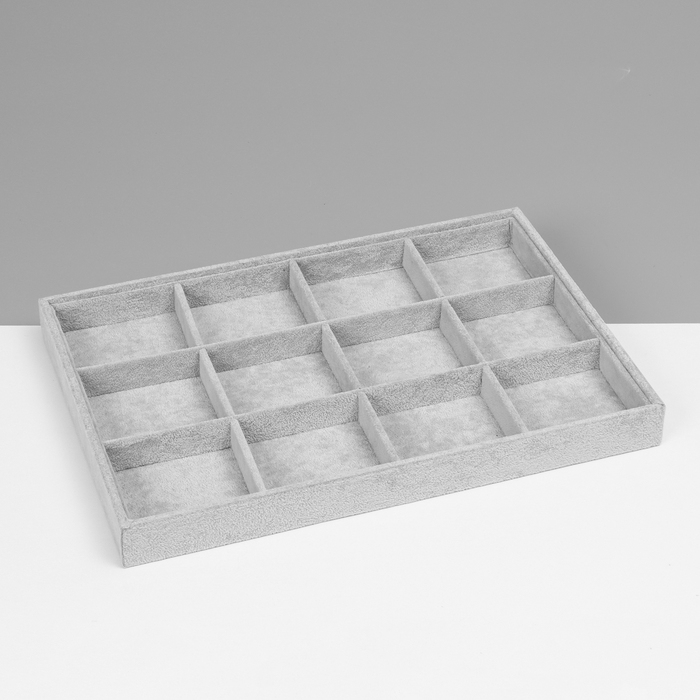 Подставка для украшений 12 ячеек, флок, 35&times;24&times;3, цвет серый