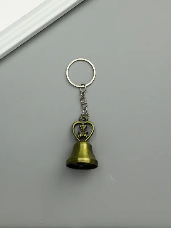 Брелок металл "Колокольчик - медвежонок в сердце" МИКС 5х2,8х2,8 см