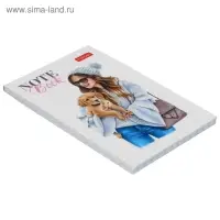 Блокнот А7, 48 листов, в клетку, на склейке, Happy time, обложка мелованный картон, глянцевая ламинация, трёхцветный блок, МИКС