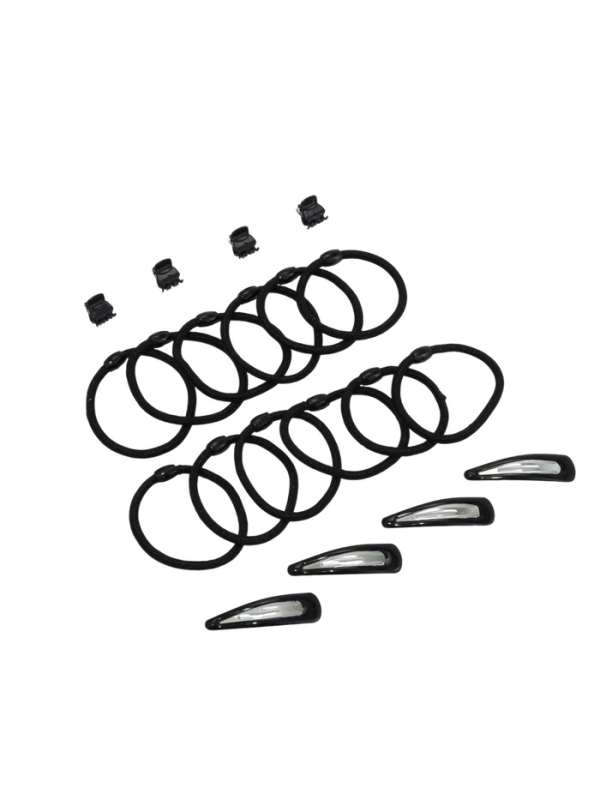 Набор для волос "Совершенство" (4 невидимки, 4 краба, 12 резинок) чёрный