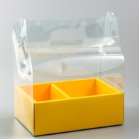 Коробка с PVC для цветов и десертов 26 х 18 х 30 см, желтый