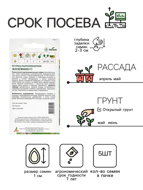 Семена Огурец"Жозефино" F1 5шт ЭКОНОМ