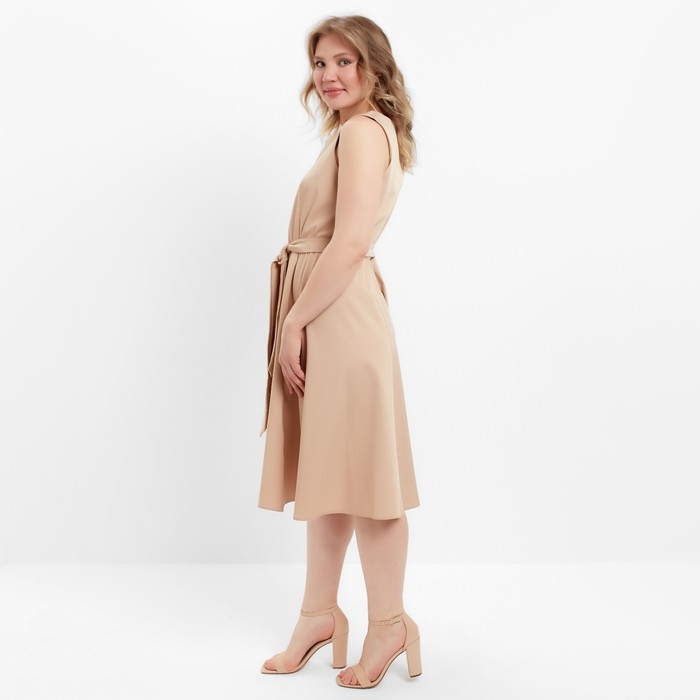Платье женское с поясом MINAKU: Casual collection цвет бежевый, р-р 50 Платье женское с поясом MINAKU: Casual collection цвет бежевый, р-р 50