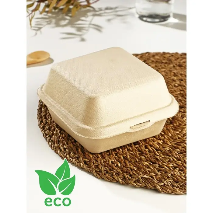 Ланч - бокс для бенто - торта и бургера Доляна, 450 мл, 14.5&times;14.5 см, неразъёмная крышка, сахарный тростник