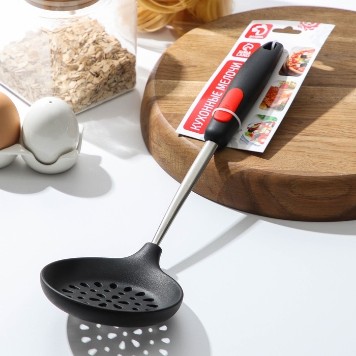 Шумовка Доляна &laquo;Чили&raquo;, 37,5 см, цвет чёрно-красный