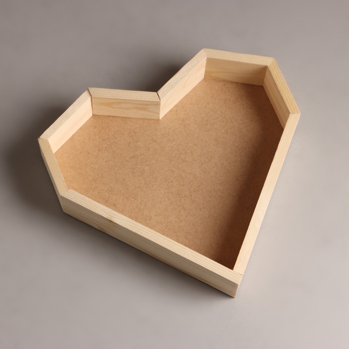 Кашпо деревянное 25&times;4.5 см "Сердце" подарочное, натуральный