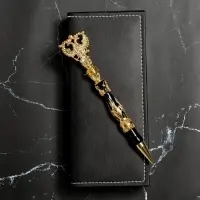 Ручка шариковая подарочная с гербом в футляре, металл , цвет чёрный, пишущий узел 1.0 мм, синяя паста