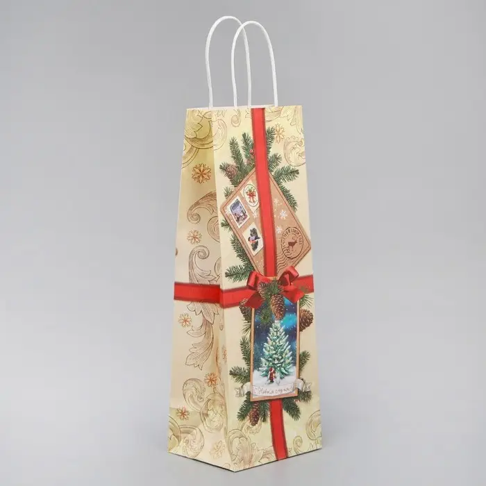 Пакет под бутылку &laquo;Почта&raquo;, 13 x 36 x 10 см