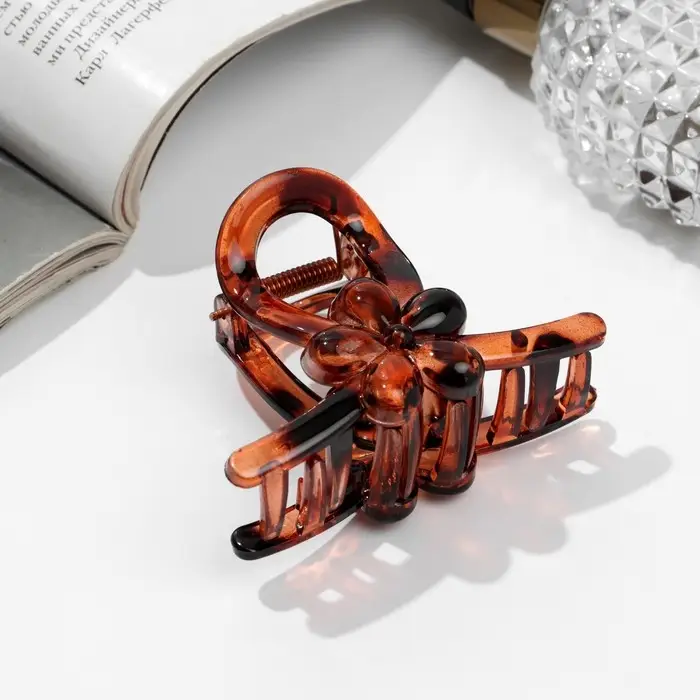 Крабик для волос &laquo;Глянец&raquo;, цветок петля, 7 см, МИКС