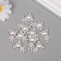 Декор для творчества пластик "Мишка со стразами" серебро набор 10 шт 2,5х2х1 см