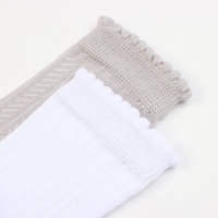 Гольфы ажурные 2 пары Крошка Я 12-14 см, белый/серый Гольфы ажурные 2 пары Крошка Я 12-14 см, белый/серый