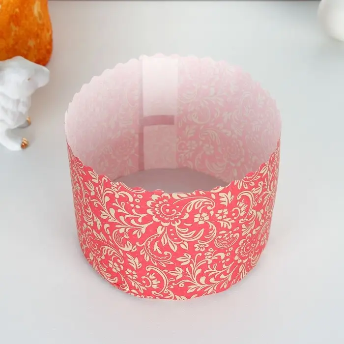 Форма бумажная для кекса, маффинов и кулича &laquo;Флора красная&raquo;, 124&times;90 мм