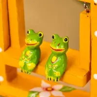 Сувенир "Лягушата на качелях" дерево 10х3,5х15 см, цв.  оранжевый